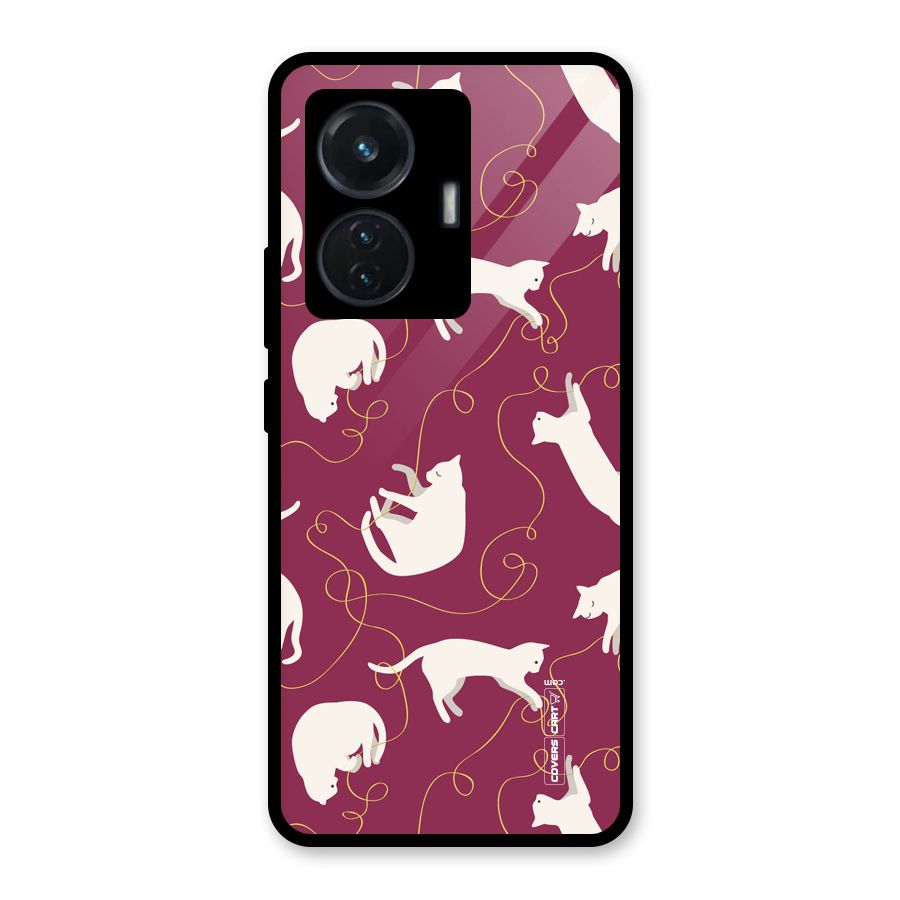 Lazy Kitty Glass Back Case for Vivo T1 44W