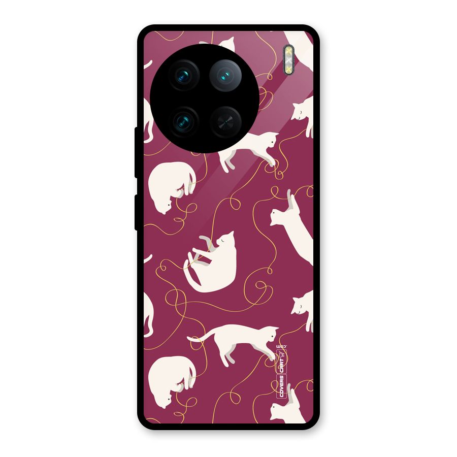 Lazy Kitty Glass Back Case for Vivo X90 Pro