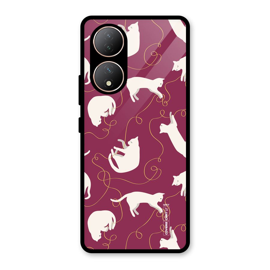 Lazy Kitty Glass Back Case for Vivo Y100A