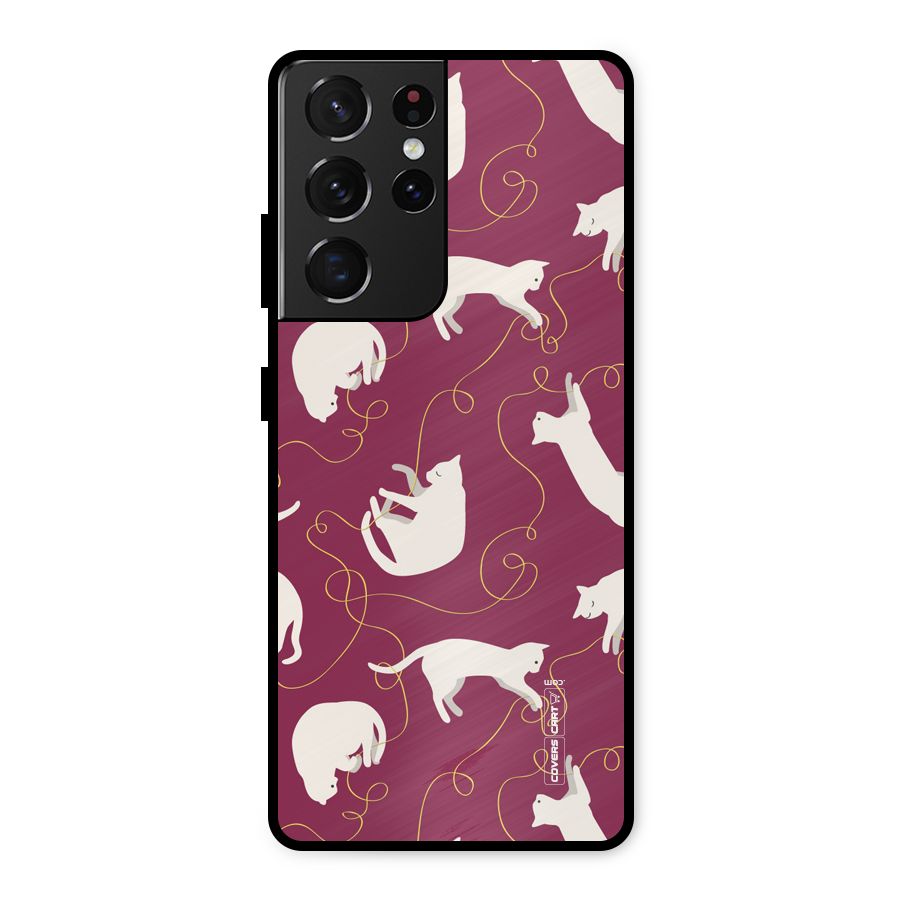 Lazy Kitty Metal Back Case for Galaxy S21 Ultra 5G