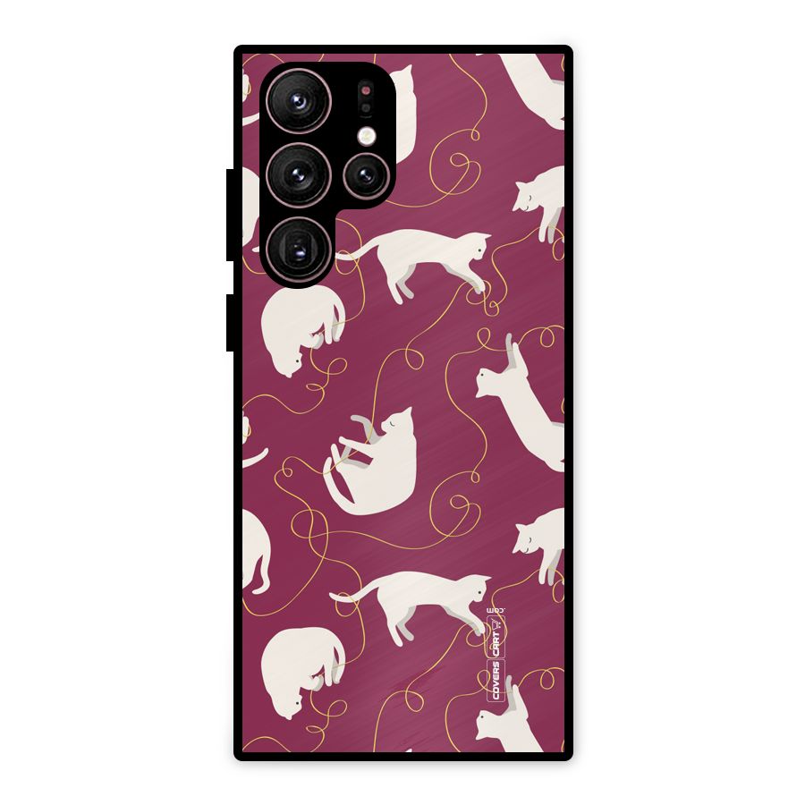 Lazy Kitty Metal Back Case for Galaxy S22 Ultra 5G