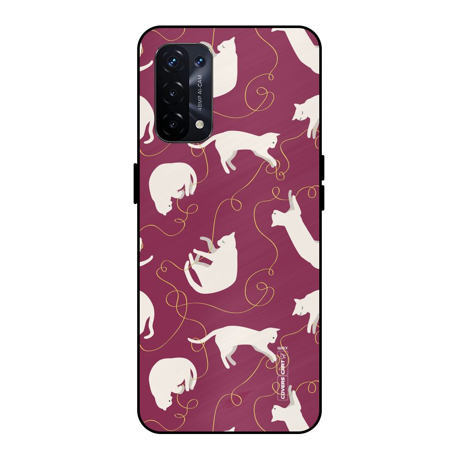 Lazy Kitty Metal Back Case for Oppo A74 5G