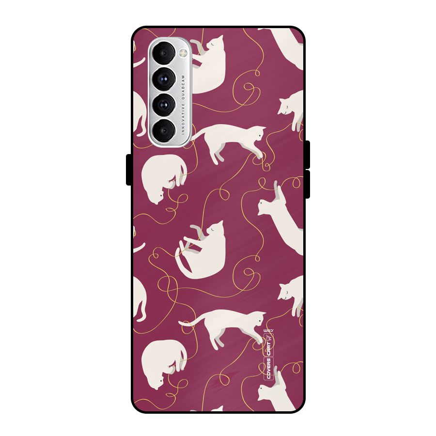 Lazy Kitty Metal Back Case for Oppo Reno4 Pro