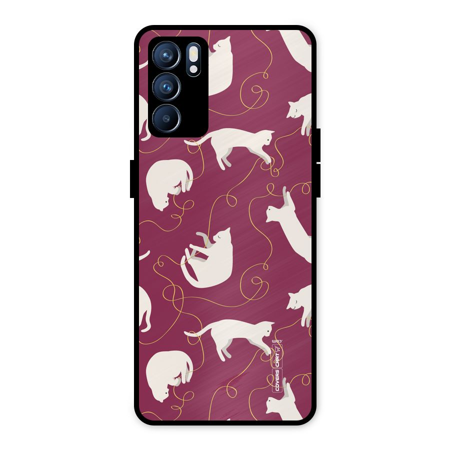 Lazy Kitty Metal Back Case for Oppo Reno6 5G