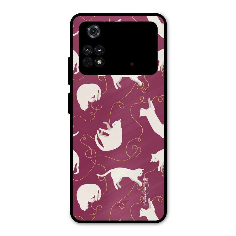 Lazy Kitty Metal Back Case for Poco M4 Pro 4G