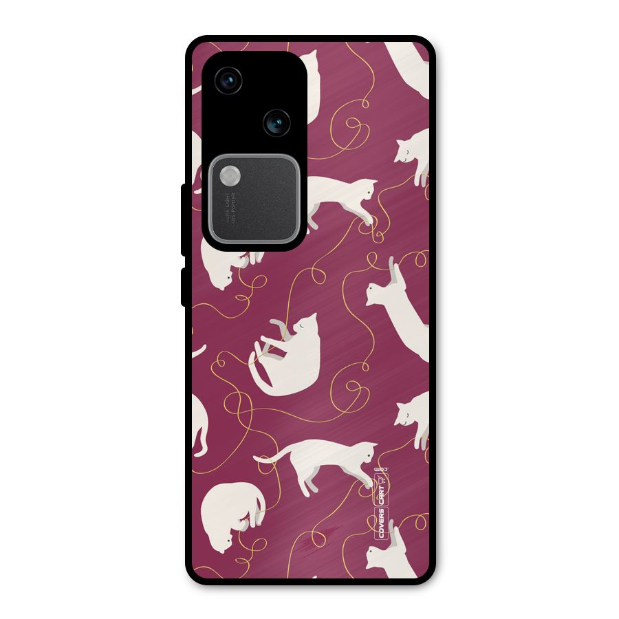 Lazy Kitty Metal Back Case for Vivo V30 Pro