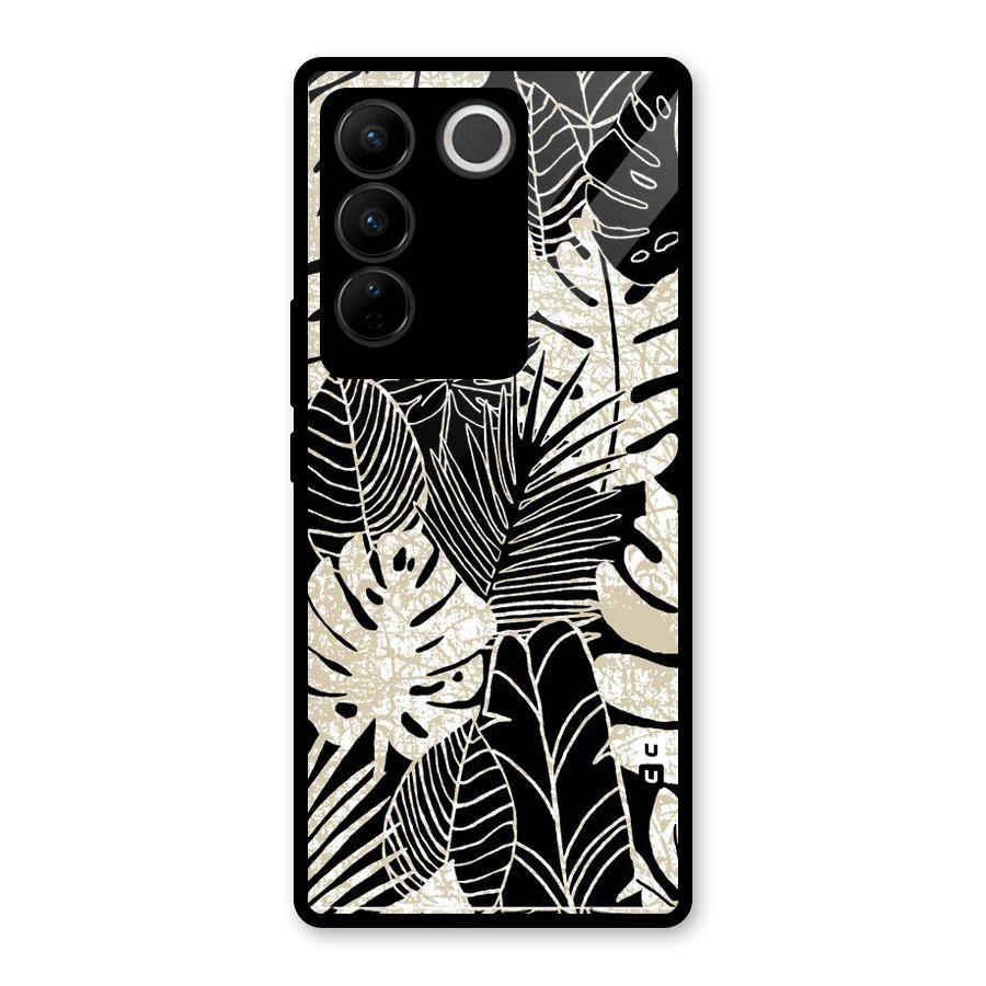 Leaf Pattern Glass Back Case for Vivo V27 Pro