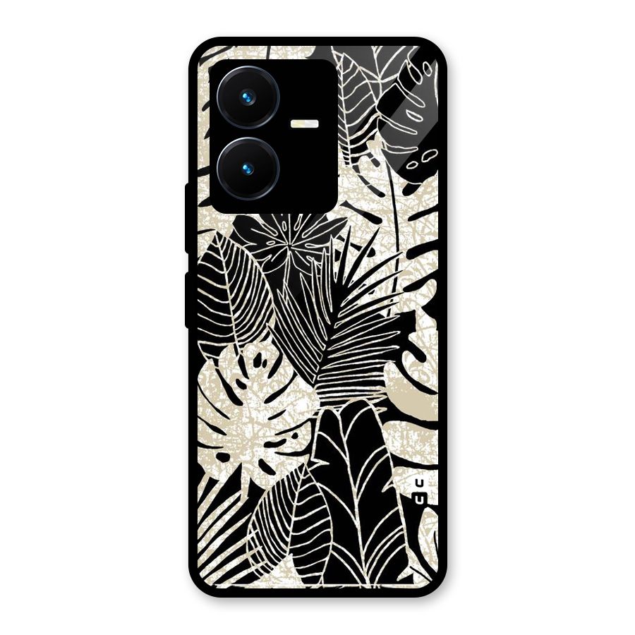 Leaf Pattern Glass Back Case for Vivo Y22s