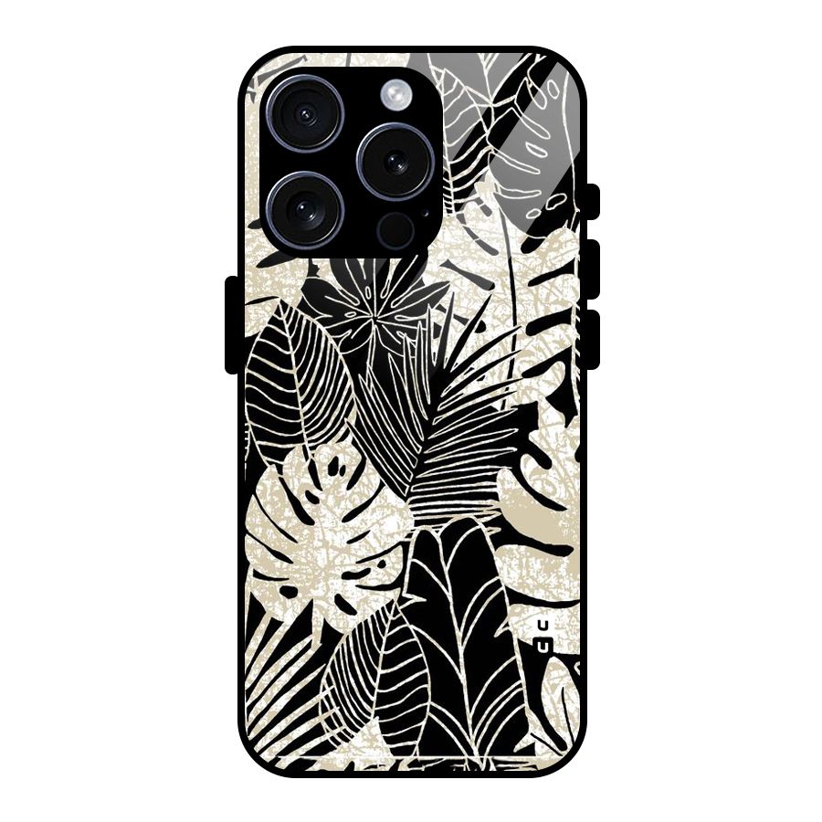 Leaf Pattern Glass Back Case for iPhone 15 Pro