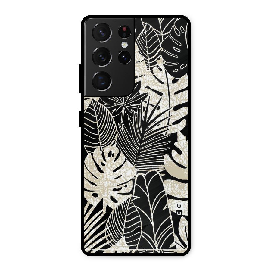 Leaf Pattern Metal Back Case for Galaxy S21 Ultra 5G