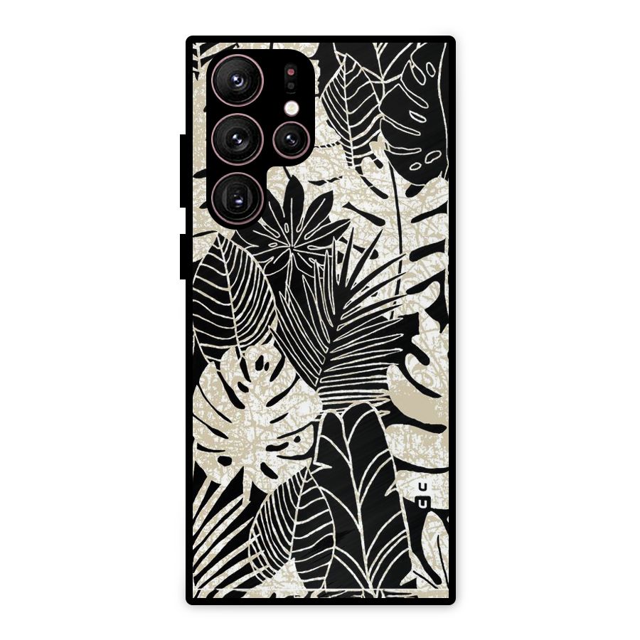 Leaf Pattern Metal Back Case for Galaxy S22 Ultra 5G