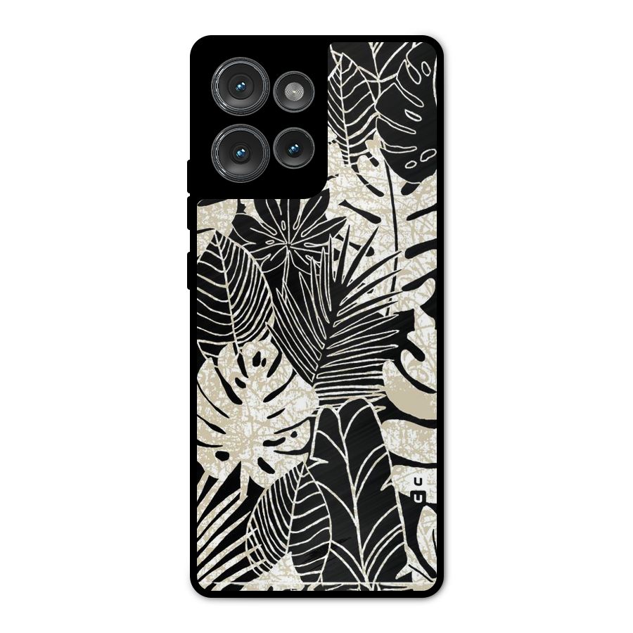 Leaf Pattern Metal Back Case for Motorola Edge 50