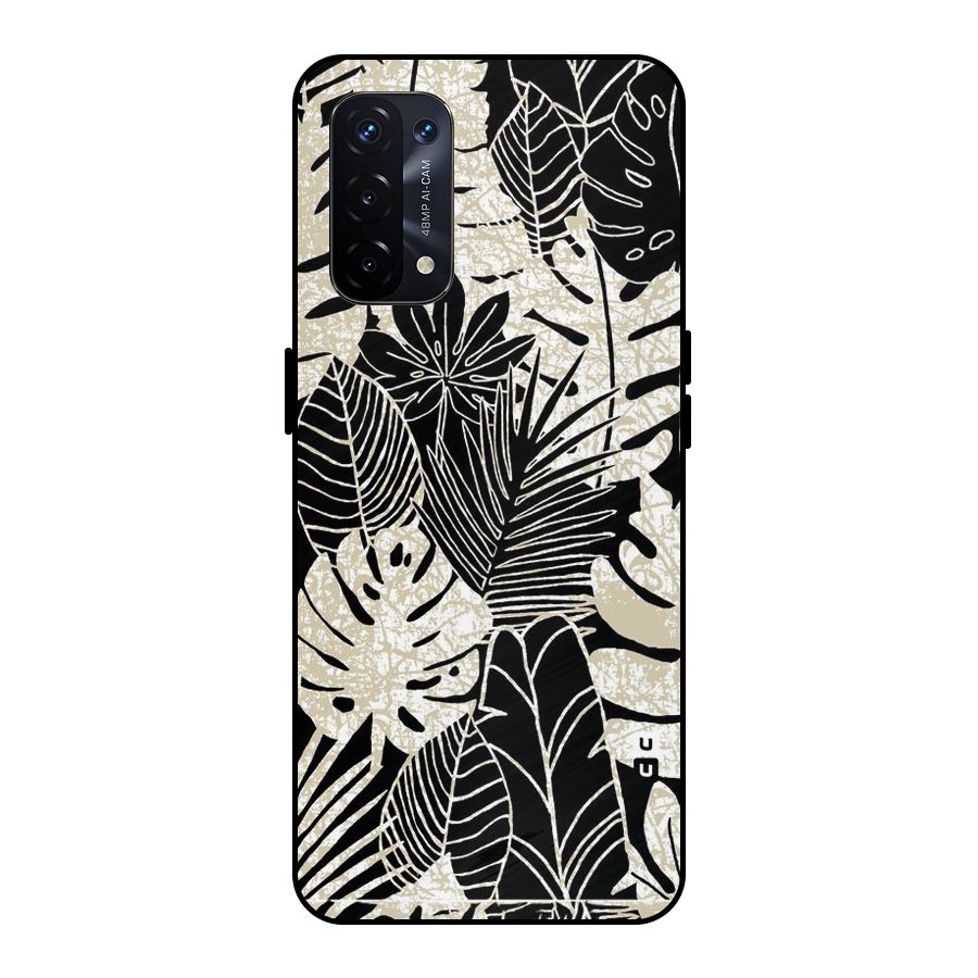 Leaf Pattern Metal Back Case for Oppo A74 5G