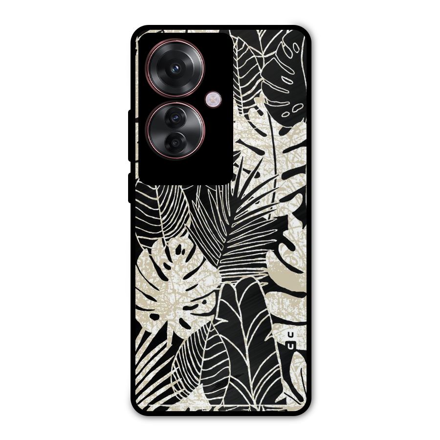 Leaf Pattern Metal Back Case for Oppo F25 Pro