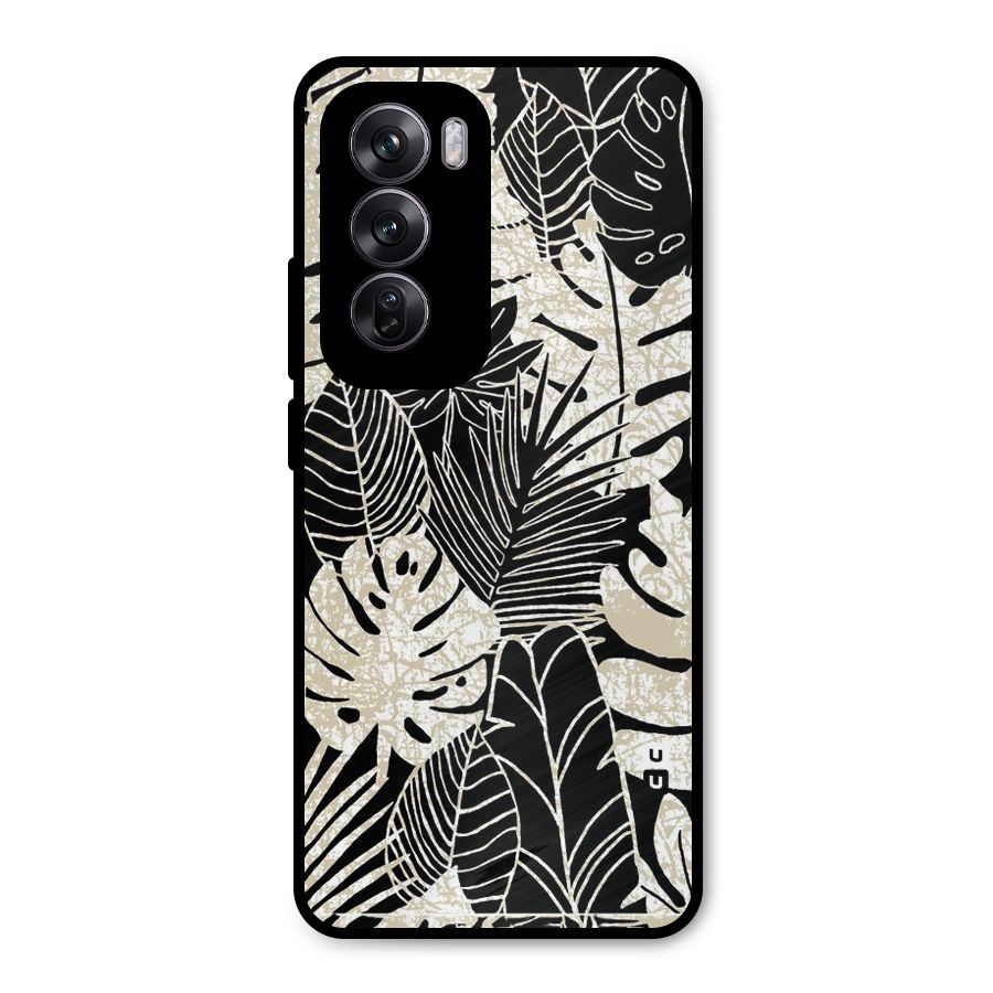 Leaf Pattern Metal Back Case for Oppo Reno12 Pro