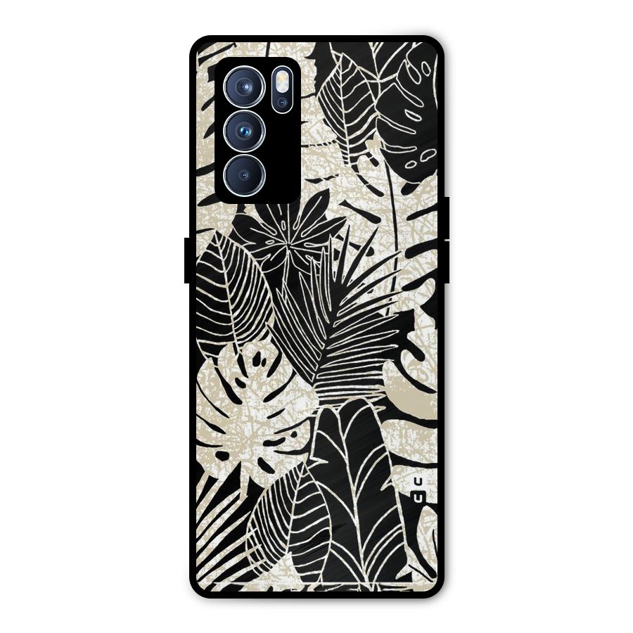 Leaf Pattern Metal Back Case for Oppo Reno6 Pro 5G