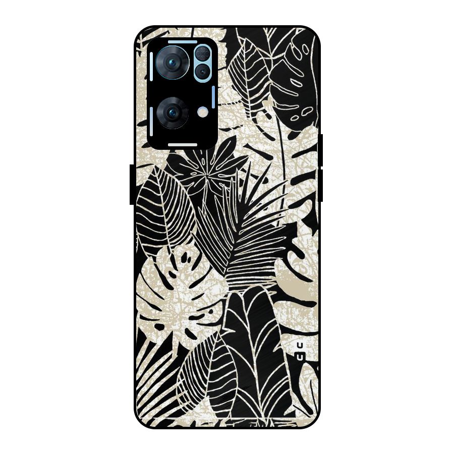Leaf Pattern Metal Back Case for Oppo Reno7 Pro 5G