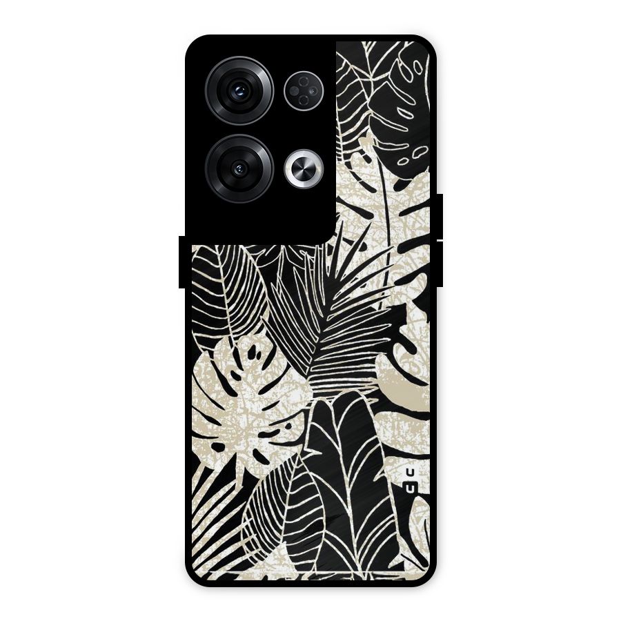 Leaf Pattern Metal Back Case for Oppo Reno8 Pro 5G