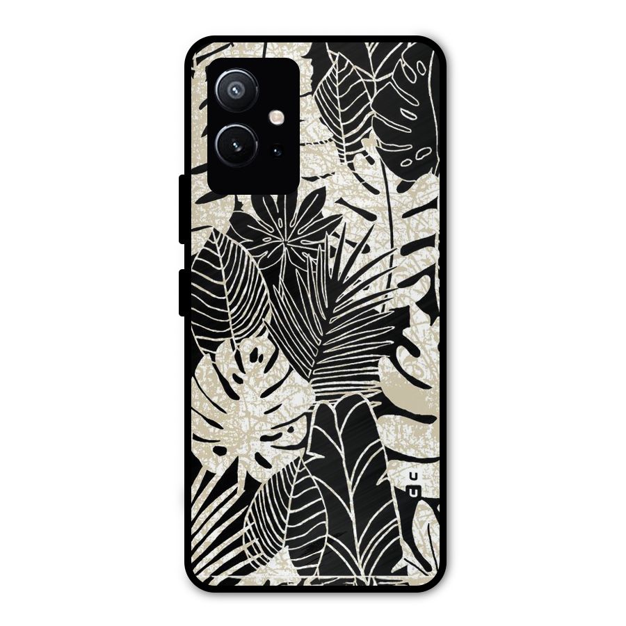 Leaf Pattern Metal Back Case for Vivo T1 5G