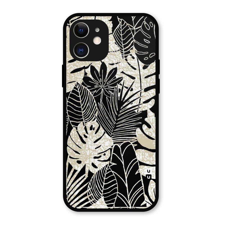 Leaf Pattern Metal Back Case for iPhone 12