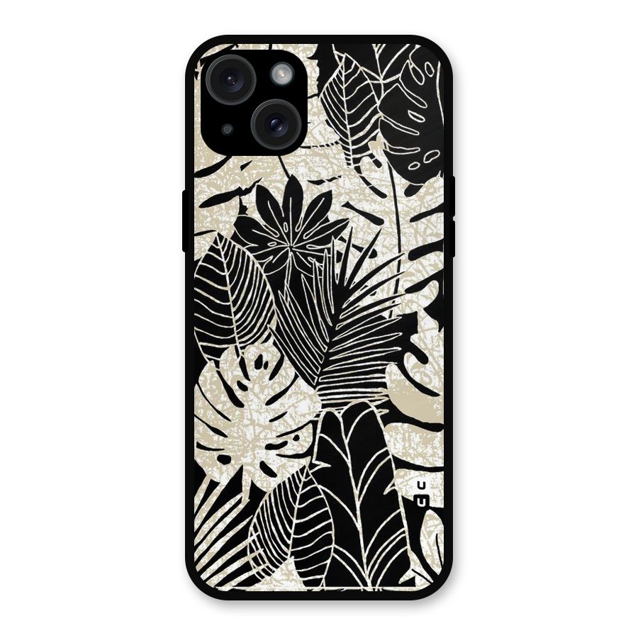Leaf Pattern Metal Back Case for iPhone 15 Plus