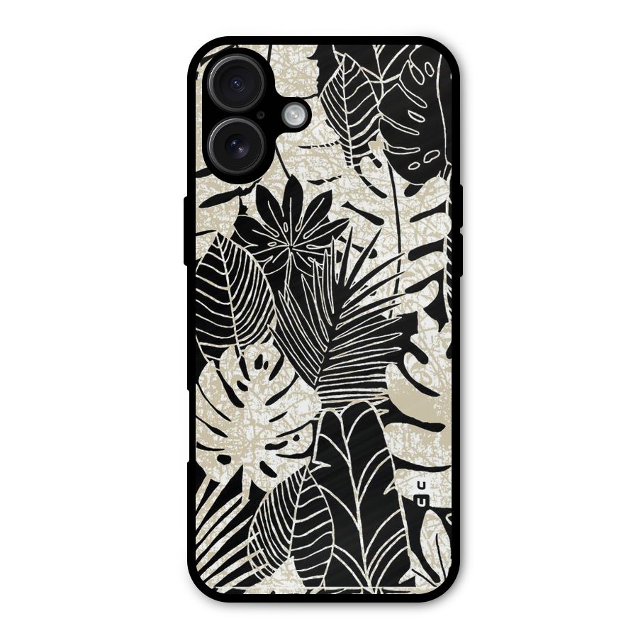 Leaf Pattern Metal Back Case for iPhone 16 Plus