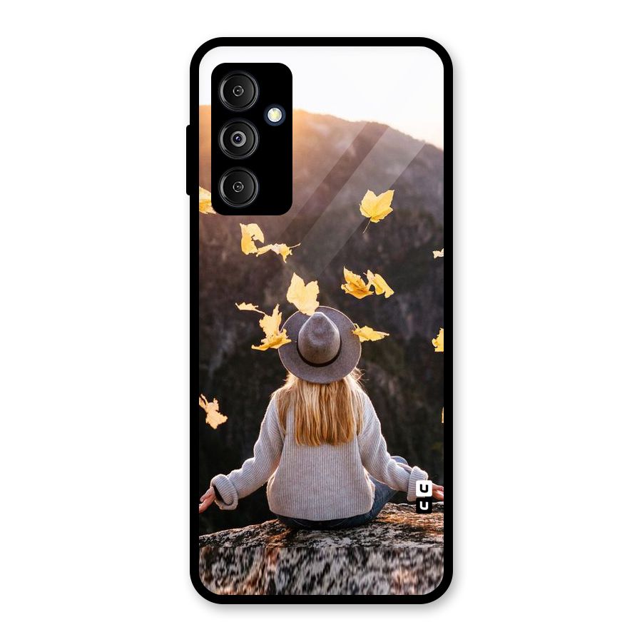 Leaf Rain Sunset Glass Back Case for Galaxy M14 5G