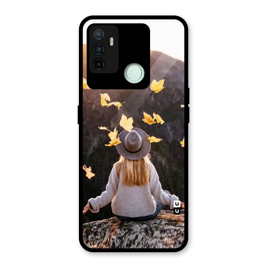 Leaf Rain Sunset Glass Back Case for Oppo A53