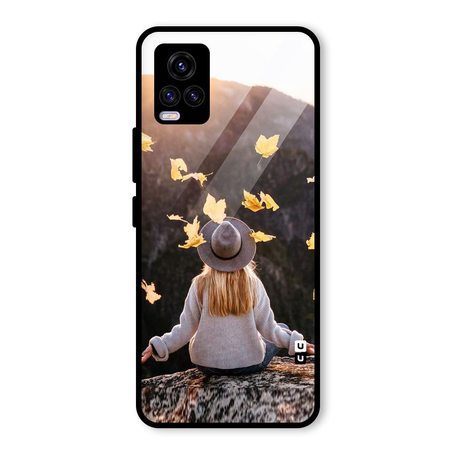 Leaf Rain Sunset Glass Back Case for Vivo V20 2021