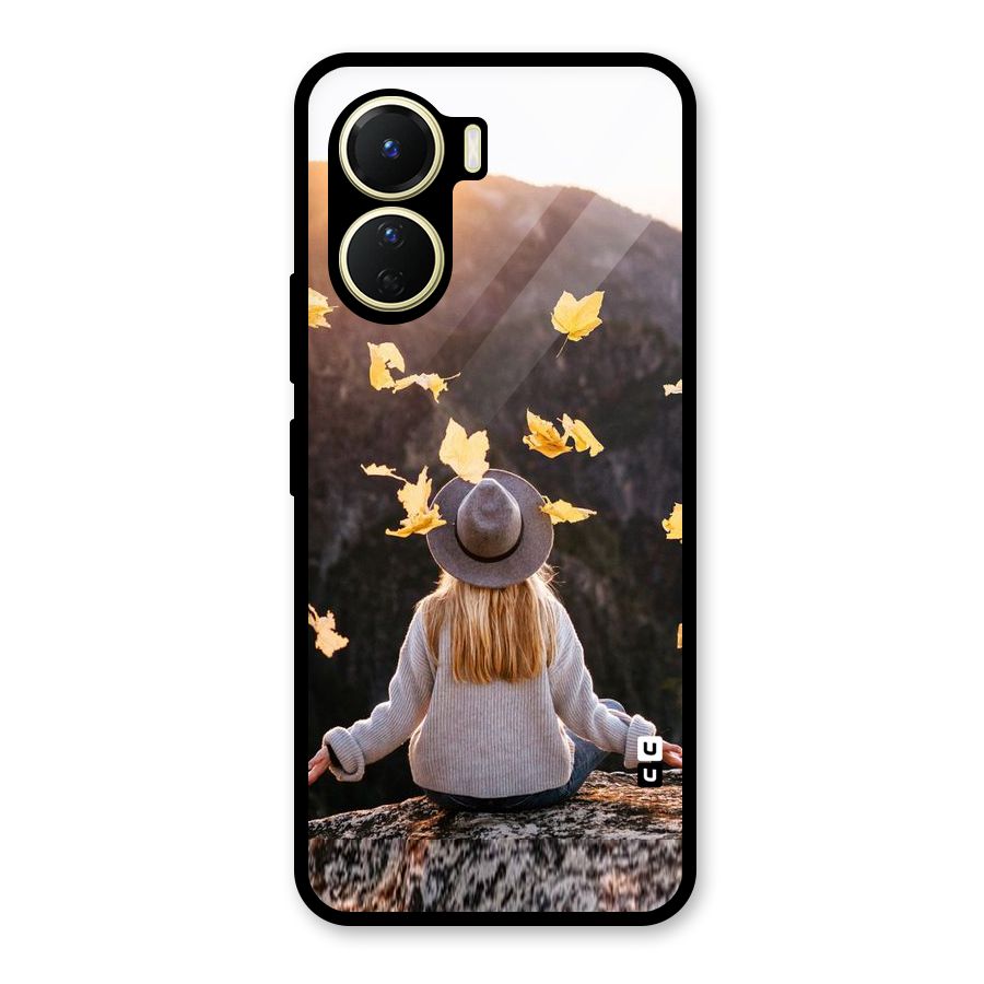 Leaf Rain Sunset Glass Back Case for Vivo Y16