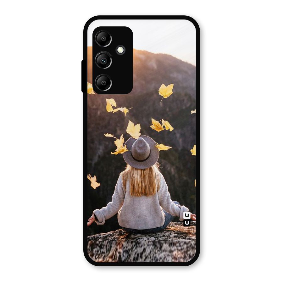 Leaf Rain Sunset Metal Back Case for Galaxy A14 5G