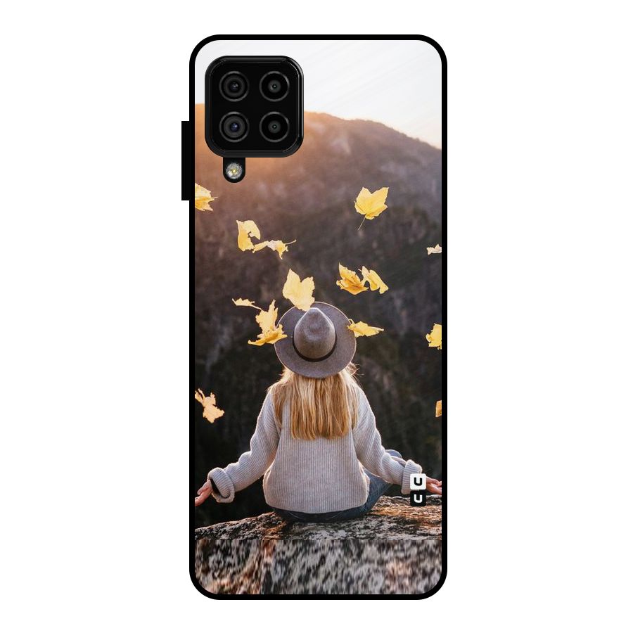 Leaf Rain Sunset Metal Back Case for Galaxy A22 4G