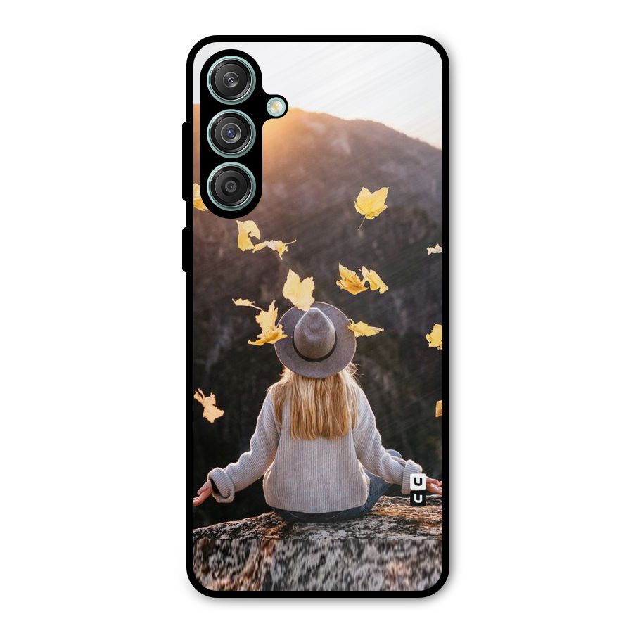 Leaf Rain Sunset Metal Back Case for Galaxy M55 5G
