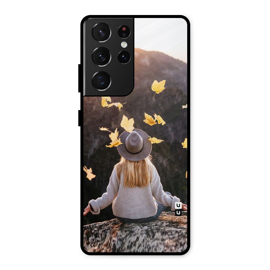 Leaf Rain Sunset Metal Back Case for Galaxy S21 Ultra 5G