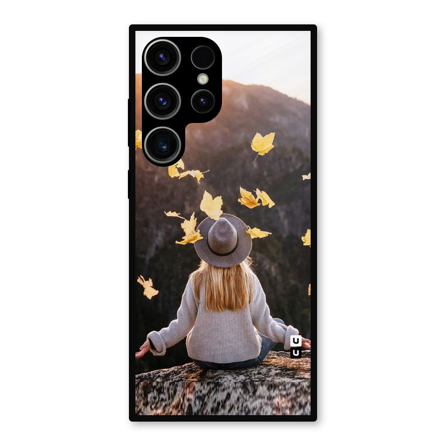 Leaf Rain Sunset Metal Back Case for Galaxy S23 Ultra