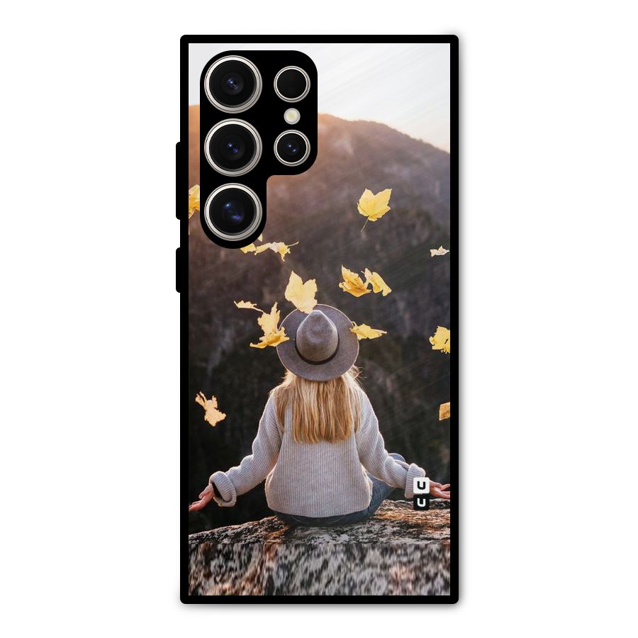 Leaf Rain Sunset Metal Back Case for Galaxy S24 Ultra
