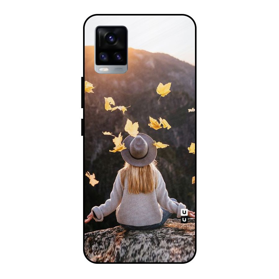Leaf Rain Sunset Metal Back Case for Vivo V20 2021