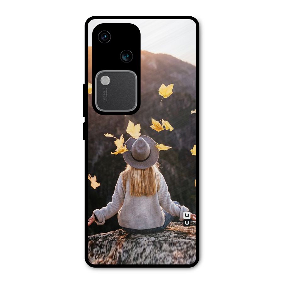 Leaf Rain Sunset Metal Back Case for Vivo V30 Pro