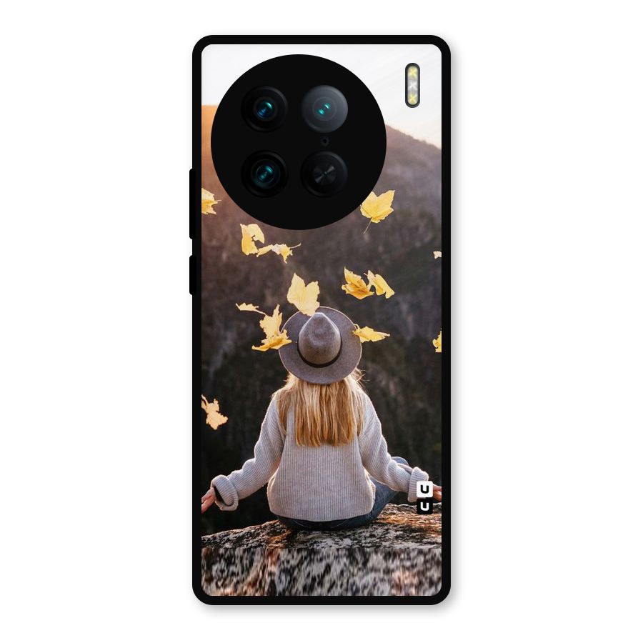 Leaf Rain Sunset Metal Back Case for Vivo X90 Pro