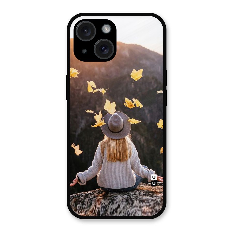 Leaf Rain Sunset Metal Back Case for iPhone 15