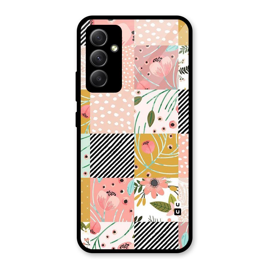 Leaf Stripe Polka Glass Back Case for Galaxy A34