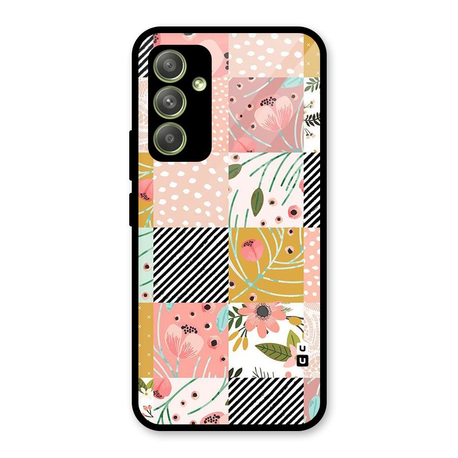 Leaf Stripe Polka Glass Back Case for Galaxy A54