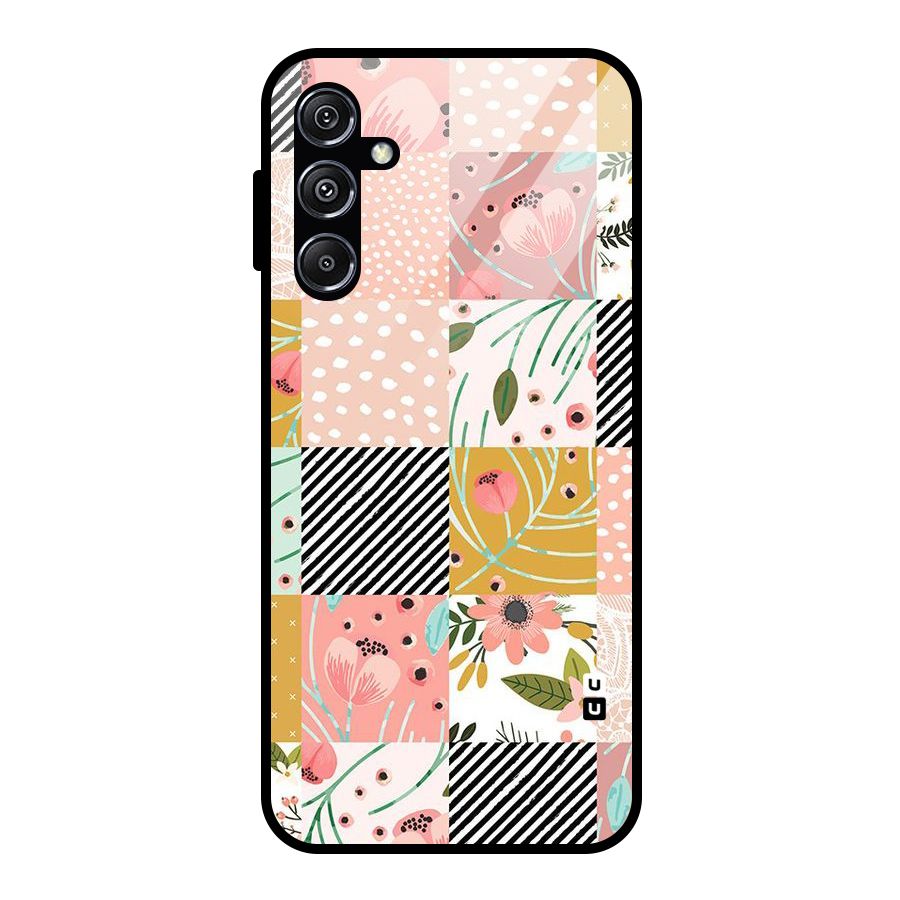 Leaf Stripe Polka Glass Back Case for Galaxy M34 5G