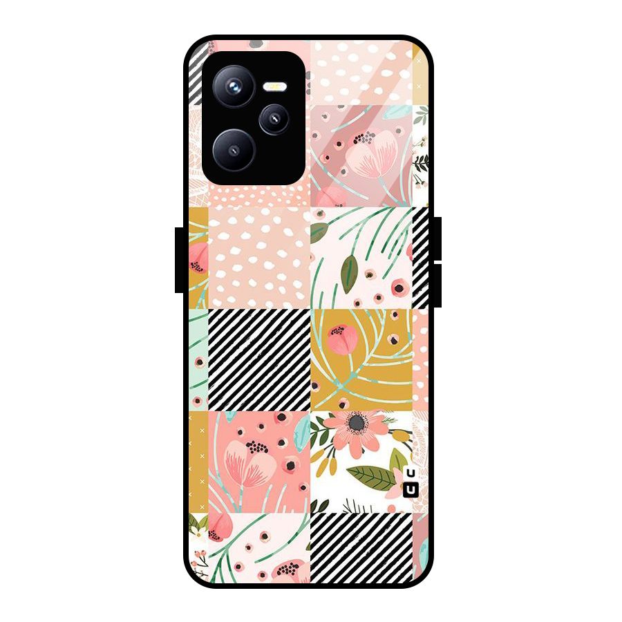 Leaf Stripe Polka Glass Back Case for Realme C35