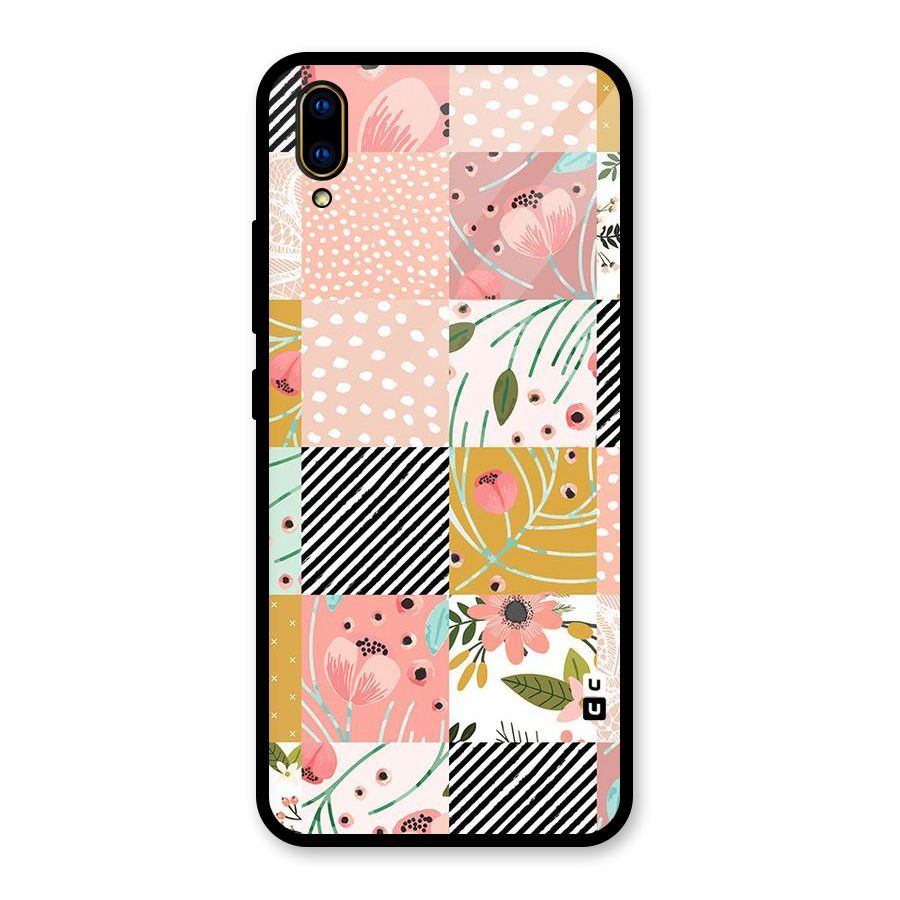 Leaf Stripe Polka Glass Back Case for Vivo V11 Pro