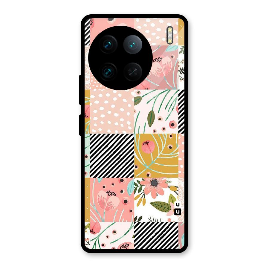 Leaf Stripe Polka Glass Back Case for Vivo X90 Pro