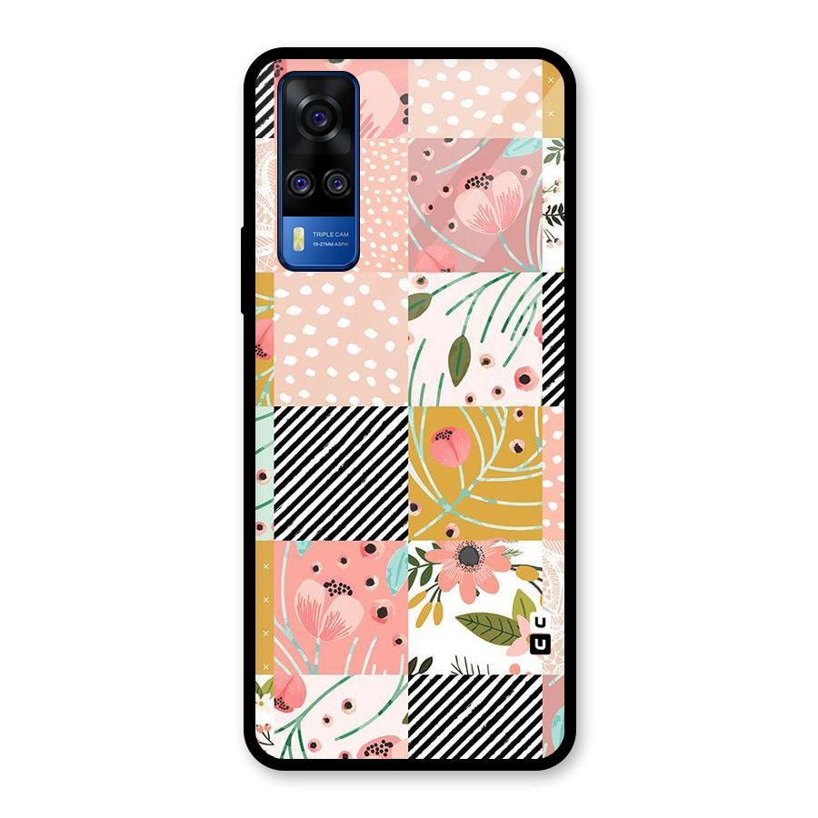 Leaf Stripe Polka Glass Back Case for Vivo Y31