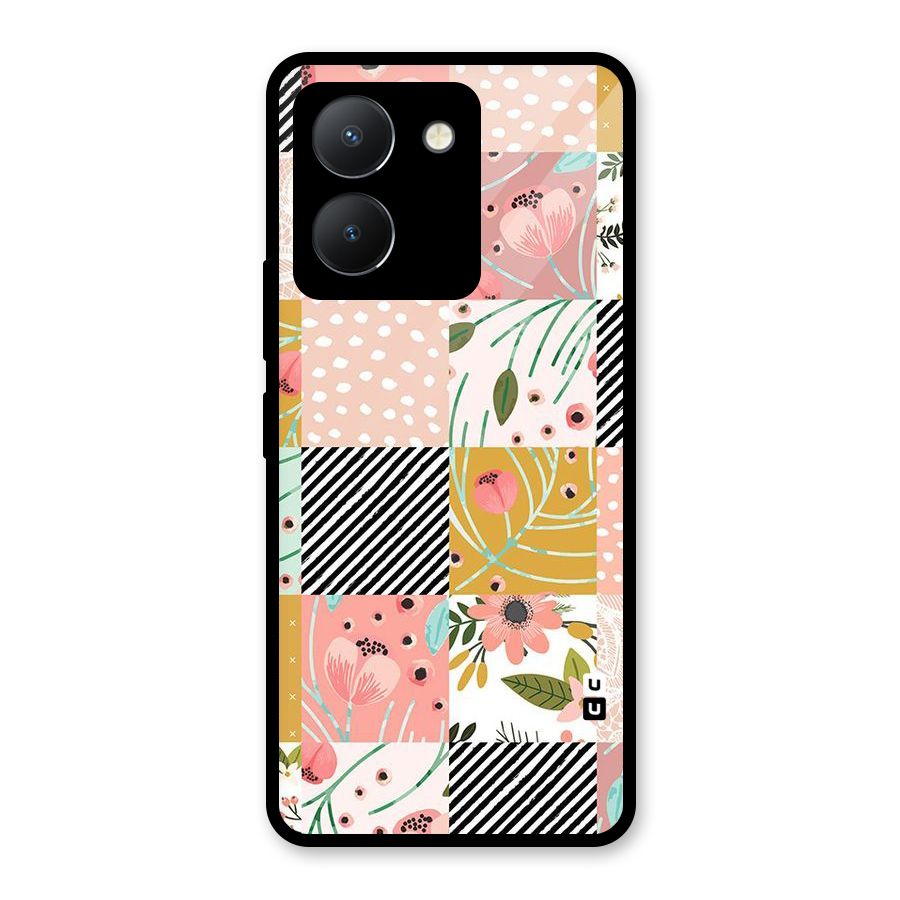 Leaf Stripe Polka Glass Back Case for Vivo Y36