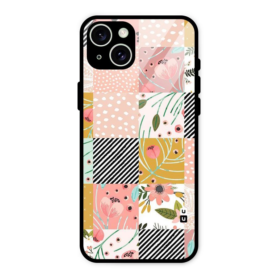 Leaf Stripe Polka Glass Back Case for iPhone 15 Plus