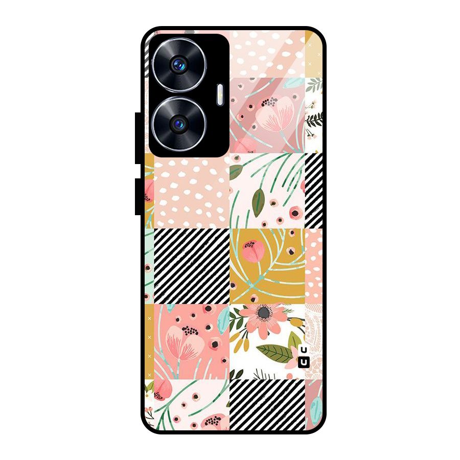 Leaf Stripe Polka Glass Back Case for realme C55